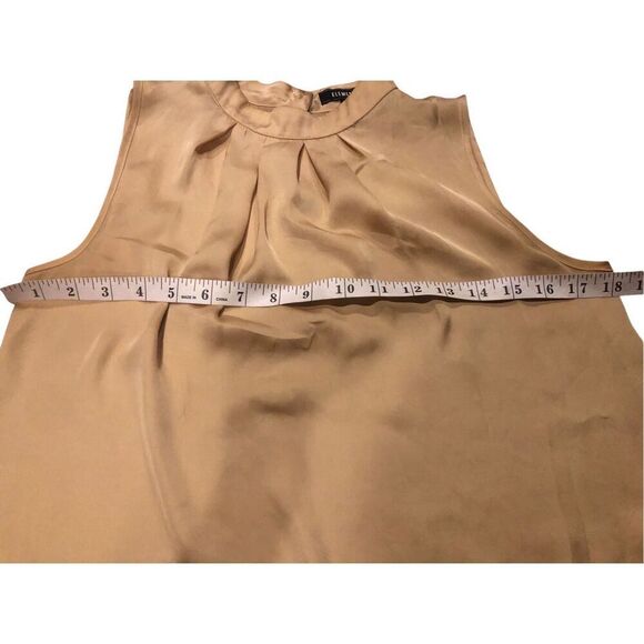 Elementz gold sateen high collar sleeveless blouse size M - Picture 7 of 12